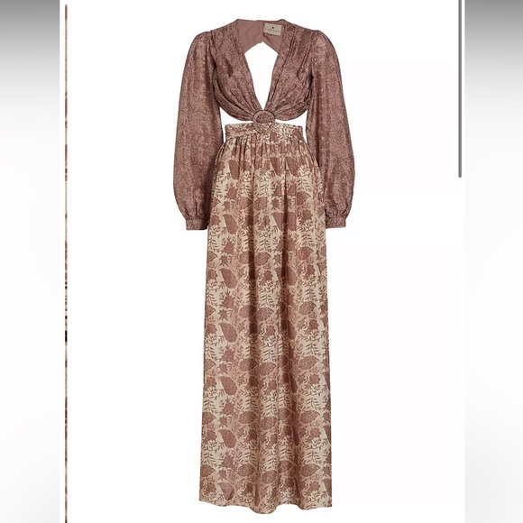 NWT Hannah Artwear Rio Cutout Silk Maxi Dress. Size 3 (US 10-12). - Picture 2 of 11